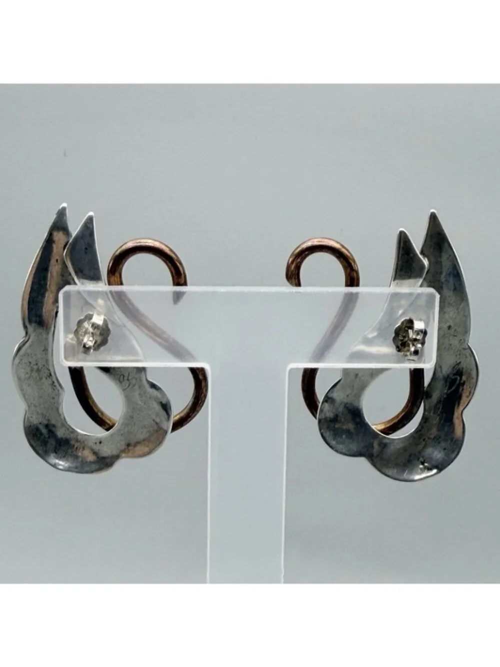 Veedra Boscarino Swan Pierced Earrings Luna Parc Mixed Metal Signed VB